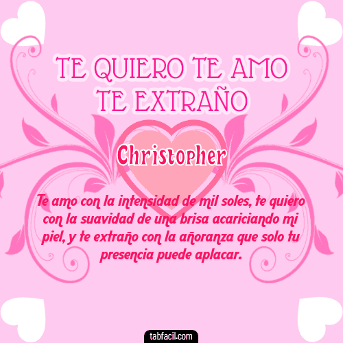 Te adoro, Te quiero, Te extraño y Te Amo!!! Christopher