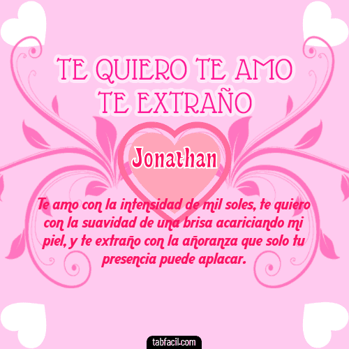 Te adoro, Te quiero, Te extraño y Te Amo!!! Jonathan