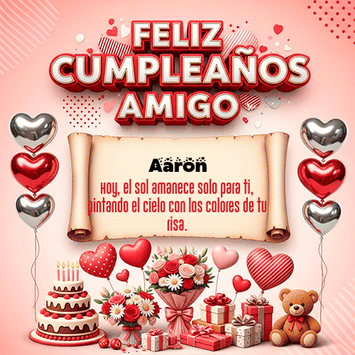 GIF Animado de Feliz Cumpleaños para Aaron - Feliz Cumpleaños Amigo