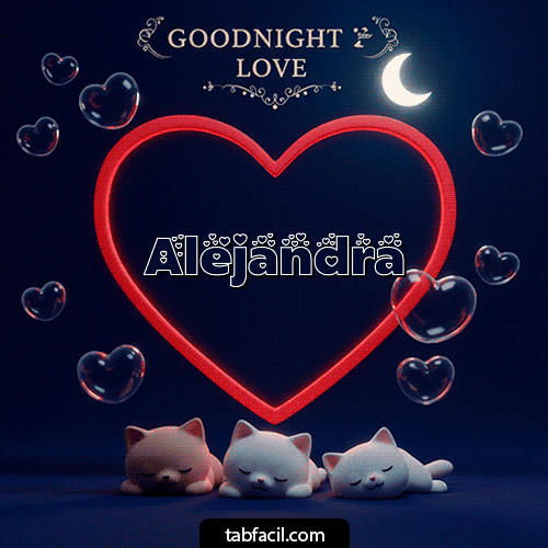 Gif Buenas noches amor con gatos Alejandra
