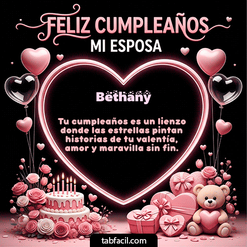 GIF Animado de Feliz Cumpleaños para Bethany - Feliz Cumpleaños Mi Esposa