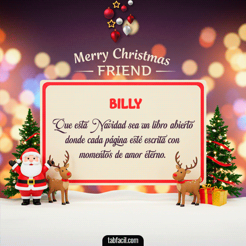 GIF Animado de Feliz Navidad para Billy - Merry Christmas Friend