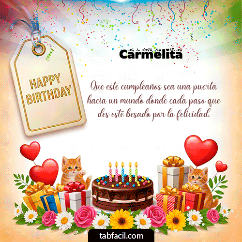 GIF Animado de Feliz Cumpleaños para Carmelita - Happy BirthDay