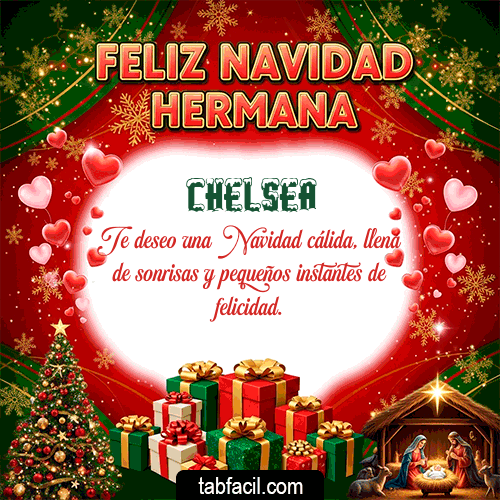 GIF Animado de Feliz Navidad para Chelsea - Feliz Navidad Hermana