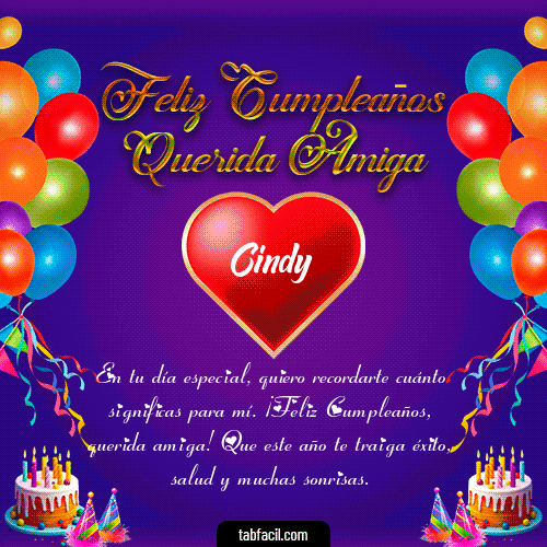 Feliz Cumpleaños Querida Amiga Cindy