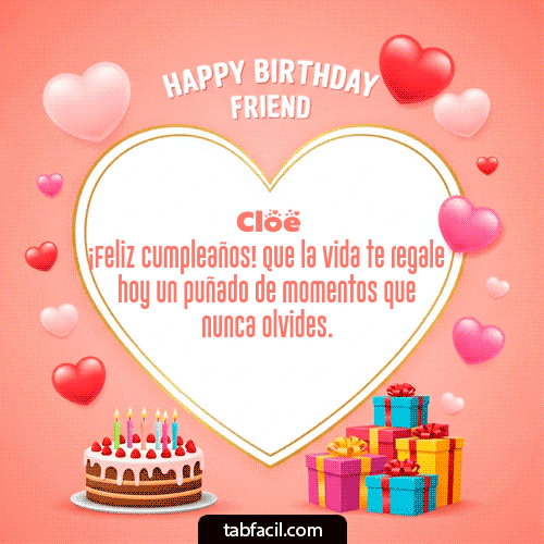 GIF Animado de Feliz Cumpleaños para Cloe - Happy Birthday Friend