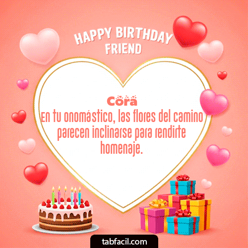 GIF Animado de Feliz Cumpleaños para Cora - Happy Birthday Friend