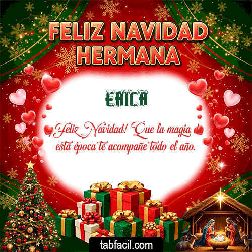GIF Animado de Feliz Navidad para Erica - Feliz Navidad Hermana