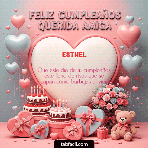 GIF Animado de Feliz Cumpleaños para Esthel - Feliz Cumpleaños Querida Amiga!!