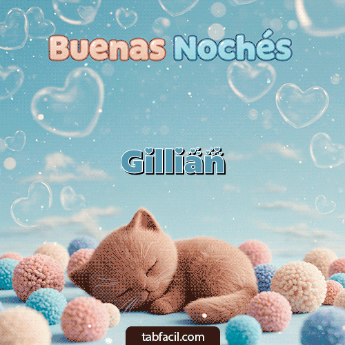 GIF Animado de Buenas Noches para Gillian - Good Night gatuno