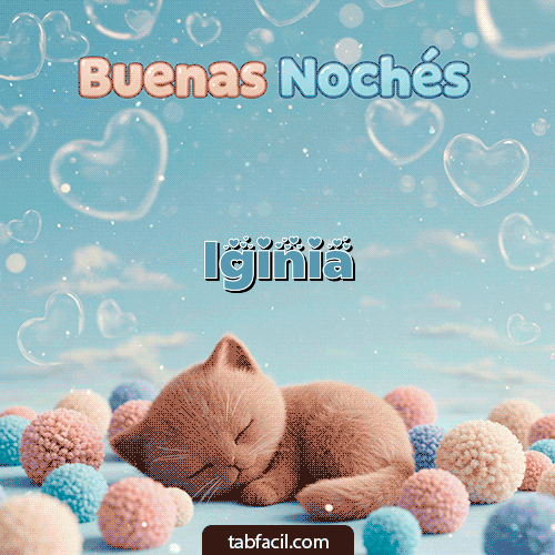 GIF Animado de Buenas Noches para Iginia - Good Night gatuno