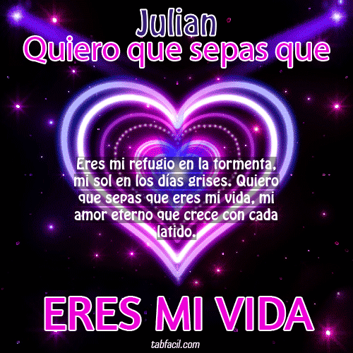 Quiero que sepas que... eres mi vida!, eres mi amor! Julian