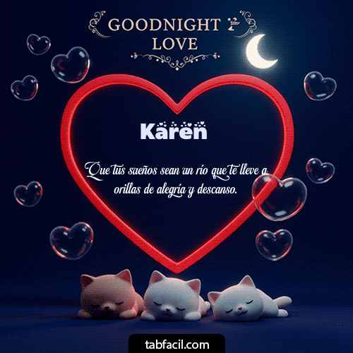 GIF Animado de Buenas Noches para Karen - Buenas noches amor con gatos