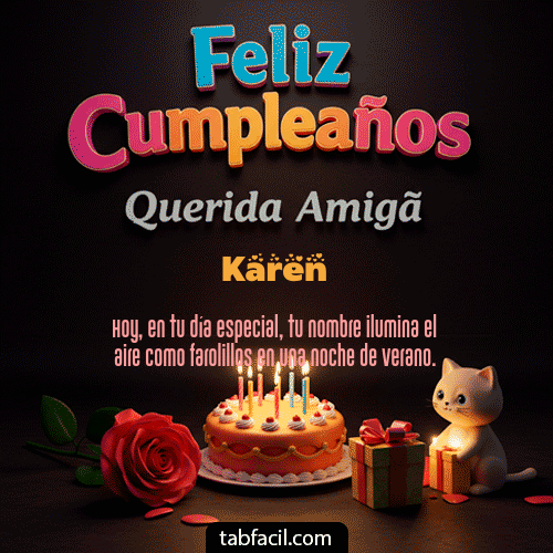 Gif 🥳 Feliz Cumpleaños Querida Amiga Karen