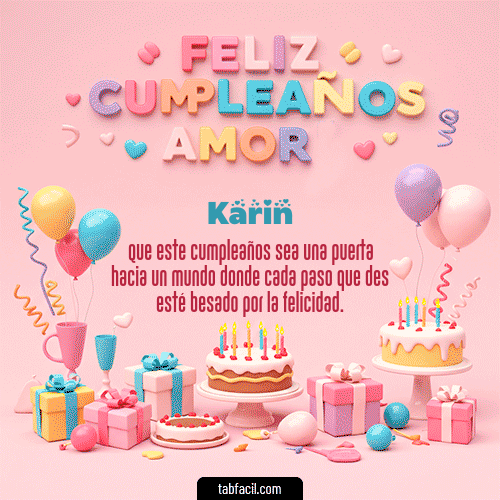 Gif 💞 Feliz Cumpleaños Amor Karin