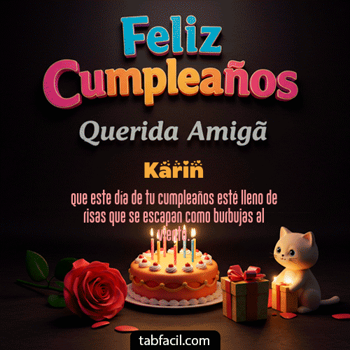 Gif 🥳 Feliz Cumpleaños Querida Amiga Karin