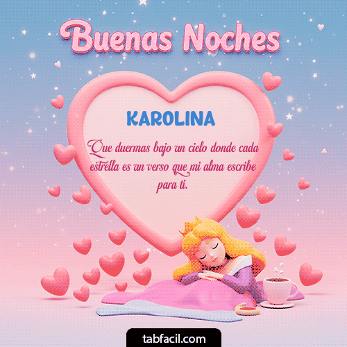 Gif Buenas noches corazón Karolina