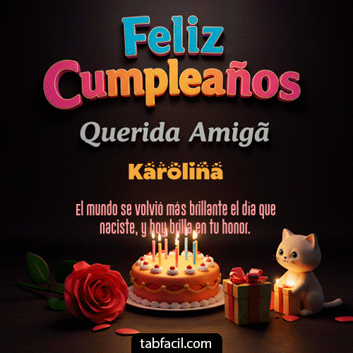Gif 🥳 Feliz Cumpleaños Querida Amiga Karolina