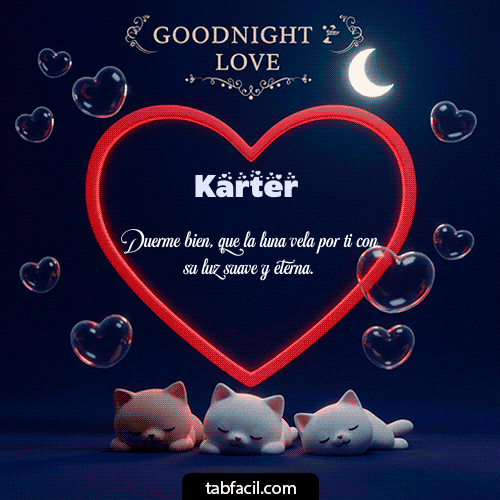 GIF Animado de Buenas Noches para Karter - Buenas noches amor con gatos