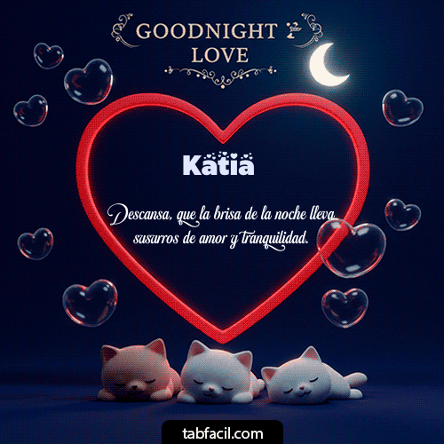 GIF Animado de Buenas Noches para Katia - Buenas noches amor con gatos