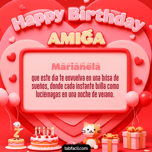 GIF Animado de Feliz Cumpleaños para Marianela - 🍰 Happy BirthDay Amiga