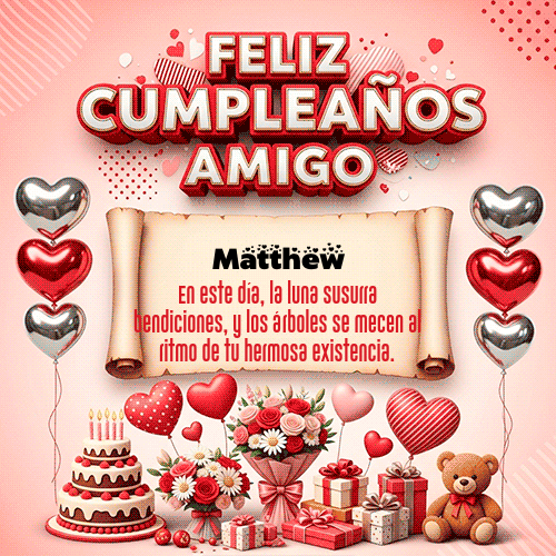 GIF Animado de Feliz Cumpleaños para Matthew - Feliz Cumpleaños Amigo