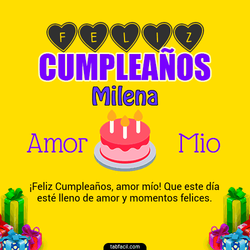 Feliz Cumpleaños Amor Mio Milena