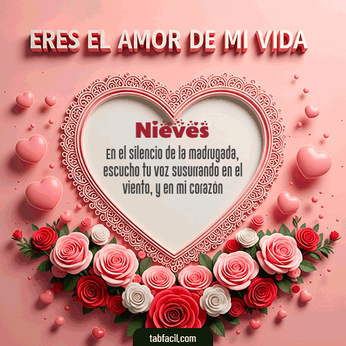 Tú eres el amor de mi vida Feliz Dia Amor Nieves