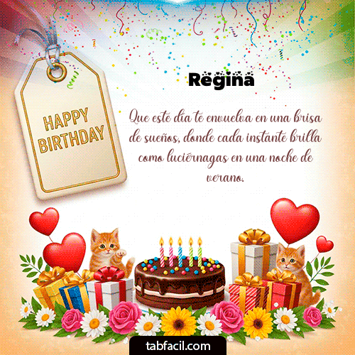 Gif Happy BirthDay Feliz Cumpleaños Regina