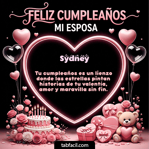 GIF Animado de Feliz Cumpleaños para Sydney - Feliz Cumpleaños Mi Esposa