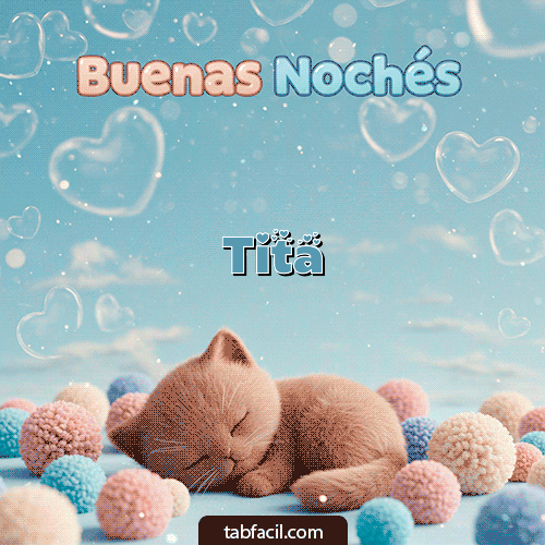 GIF Animado de Buenas Noches para Tita - Good Night gatuno