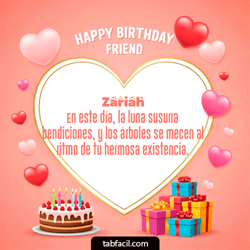 GIF Animado de Feliz Cumpleaños para Zariah - Happy Birthday Friend