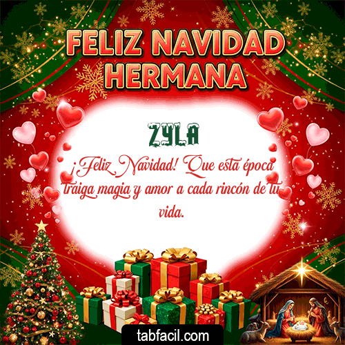 GIF Animado de Feliz Navidad para Zyla - Feliz Navidad Hermana