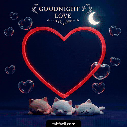 Generar Gif Buenas noches amor con gatos